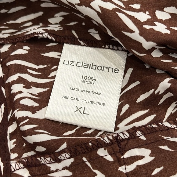 NEW Liz Claiborne | Wide Leg Cropped Pants | Brown‎ and White Zebra Print | XL - Picture 12 of 14